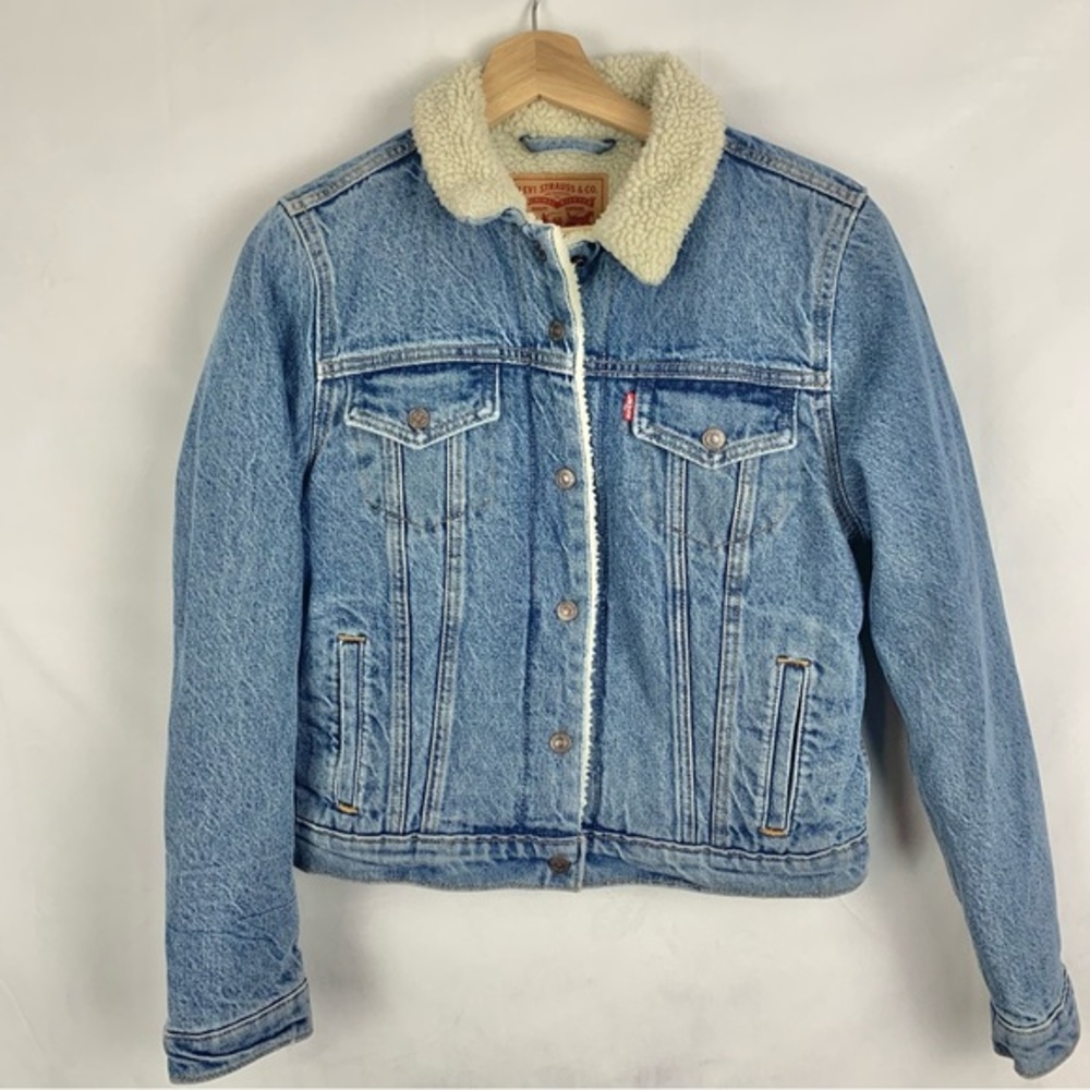 LEVI'S Boyfriend Trucker Sherpa Lined Denim Jacket Sz‎ M